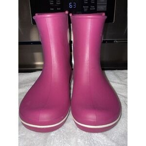 CROCS WOMEN'S PINK 15769 JAUNTY SHORTY PULL ON ANKLE RAIN BOOTS SIZE W6